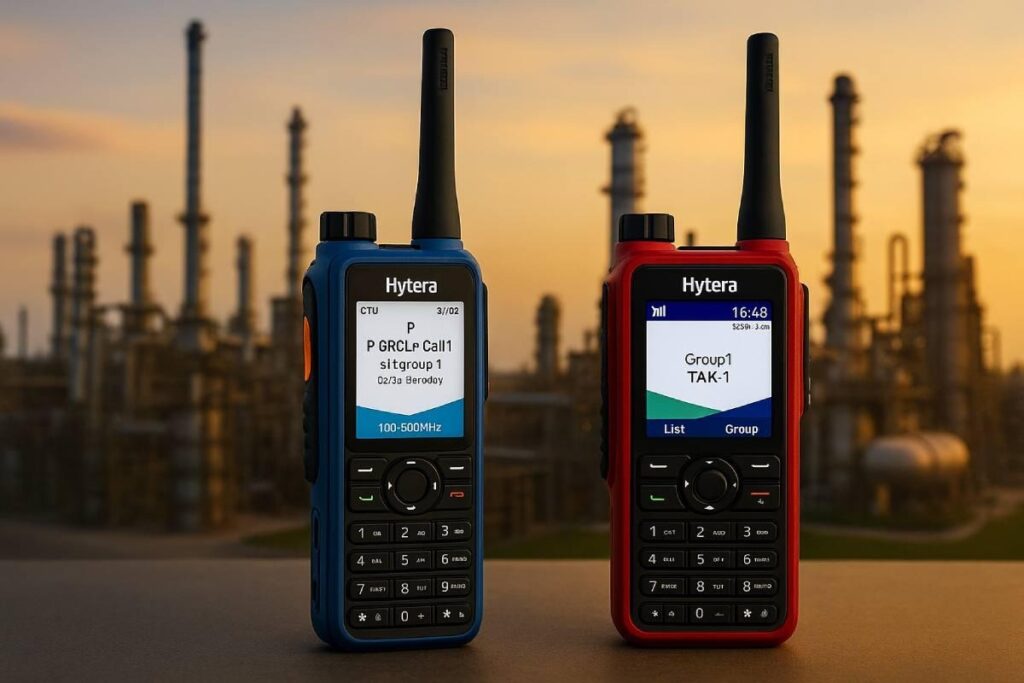 Rádio comunicador com Certificação ATEX utilizado em área industrial classificada com risco de explosão